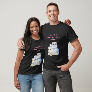Niedliche Aquarellkatzen am Valentinstag T-Shirt