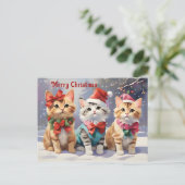 Niedliche Aquarellkatzen feiern Weihnachten Postkarte (Stehend Vorderseite)