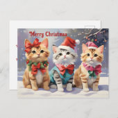 Niedliche Aquarellkatzen feiern Weihnachten Postkarte (Vorne/Hinten)