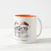 Niedliche Aquarellkatzen Furchen und Helle Weihnac Zweifarbige Tasse (VorderseiteRechts)