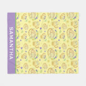 Niedliche Aquarellkatzen Personalisiert gelb Fleecedecke (Vorderseite (Horizontal))