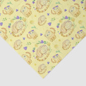 Niedliche Aquarellkatzen und Blume Muster gelb Seidenpapier (Ausschnitt)