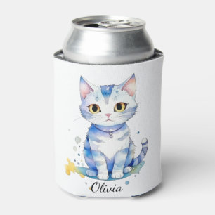 Niedliche Aquarellkatzengestaltung Dosenkühler