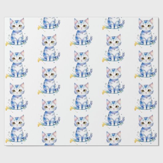 Niedliche Aquarellkatzengestaltung Geschenkpapier (Flach)