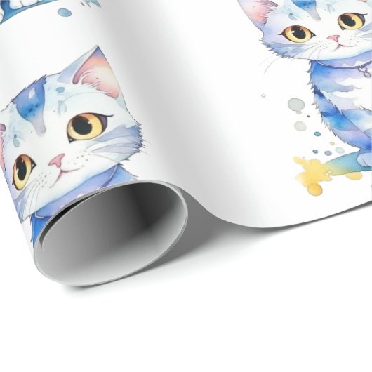 Niedliche Aquarellkatzengestaltung Geschenkpapier (Rolleneckpunkt)