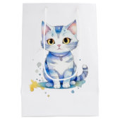 Niedliche Aquarellkatzengestaltung Mittlere Geschenktüte (Rückseite)