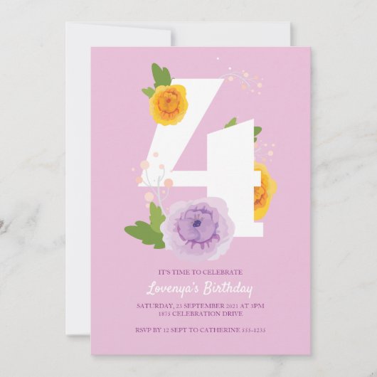 Niedliche Aquarellkinder 4. Geburtstag Party Save The Date (Vorderseite)