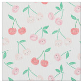 Niedliche Aquarellkirschen auf cremefarbenem Hinte Stoff (Nahaufnahme)