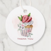 Niedliche Aquarellkuchen, Erdbeere, Blumendanken Geschenkanhänger (Vorderseite)