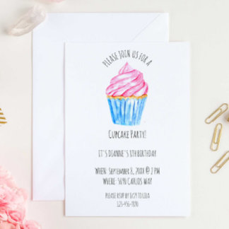 Niedliche Aquarellkuchen Rosa Eisgeburt Einladung