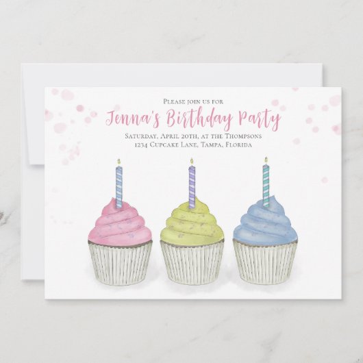 Niedliche Aquarellkuchen Whimsisches Party QR-Code Einladung (Vorderseite)