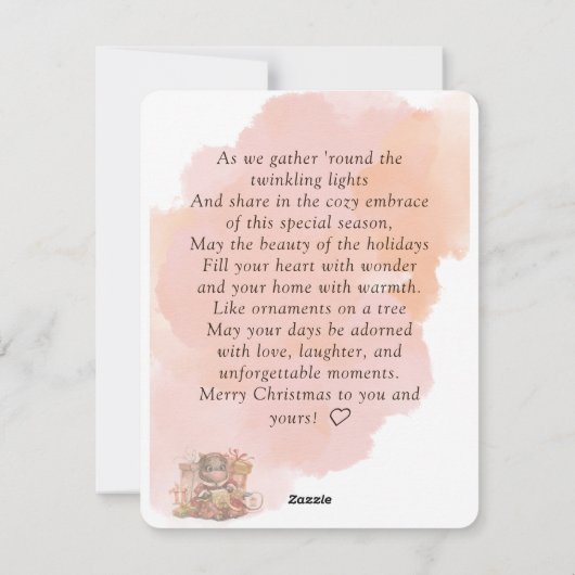 Niedliche Aquarellkuh Feiertagskarte (Rückseite)