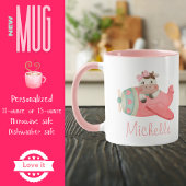 Niedliche Aquarellkühe in Rotem Flugzeug, Personal Tasse