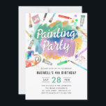 Niedliche Aquarellkunst Malerei Party Geburtstag Einladung<br><div class="desc">Niedliche Aquarellkunst Malerei Party Geburtstag Einladung</div>