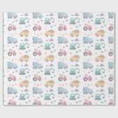 Niedliche Aquarelllastwagen Geschenkpapier (Flach)