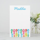 Niedliche Aquarellmädchen Funkelspass Briefpapier (Stehend Vorderseite)