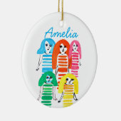 Niedliche Aquarellmädchen Funkelspass Keramik Ornament (Rechts)