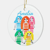 Niedliche Aquarellmädchen Funkelspass Keramik Ornament (Links)