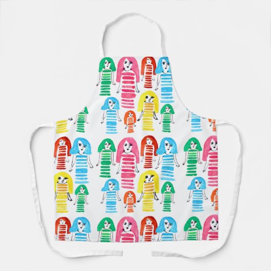 Niedliche Aquarellmädchen Funkelspass Schürze (Vorderseite)