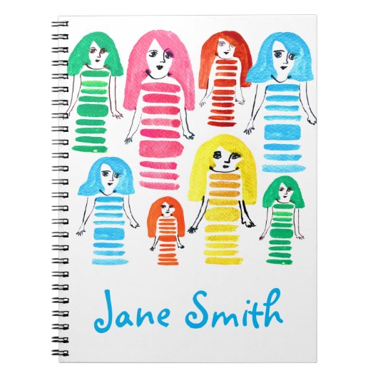 Niedliche Aquarellmädchen Moderne Kunst Notizblock (Vorderseite)