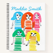 Niedliche Aquarellmädchen Moderne Kunst Notizblock (Vorderseite)