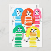 Niedliche Aquarellmädchen Moderne Kunst Postkarte (Vorne/Hinten)