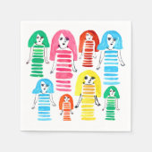 Niedliche Aquarellmädchen Moderne Kunst Serviette (Vorderseite)