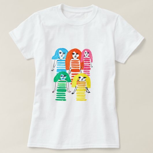 Niedliche Aquarellmädchen Moderne Kunst T-Shirt (Design vorne)