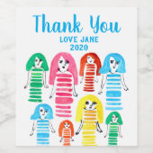 Niedliche Aquarellmädchen Moderne Kunst Weinetikett (Einzelnes Label)