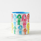 Niedliche Aquarellmädchen Moderne Kunst Zweifarbige Tasse (Mittel)