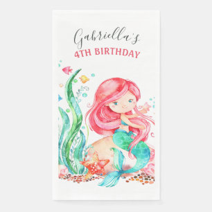 Niedliche Aquarellmaid unter dem Meer Geburtstagsp Serviette
