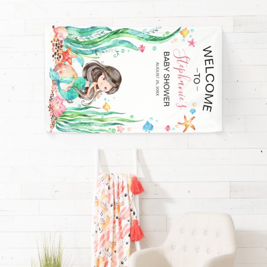 Niedliche Aquarellmaid unter der Meerwasserdusche Banner (Insitu)