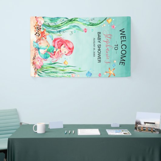 Niedliche Aquarellmaid unter der Meerwasserdusche Banner (Messeveranstaltung)