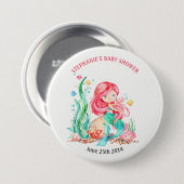 Niedliche Aquarellmaid unter der Meerwasserdusche Button (Vorne & Hinten)