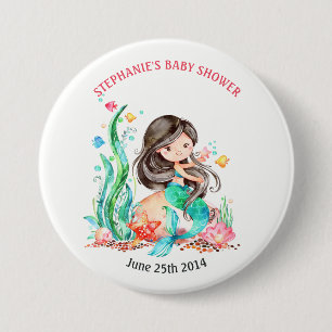 Niedliche Aquarellmaid unter der Meerwasserdusche Button