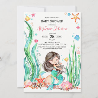 Niedliche Aquarellmaid unter der Meerwasserdusche Einladung