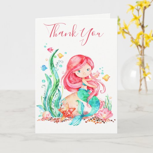 Niedliche Aquarellmaid unter der Meerwasserdusche Karte (Gelbe Blume)