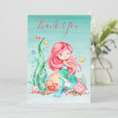 Niedliche Aquarellmaid unter der Meerwasserdusche Karte (Stehend Vorderseite)