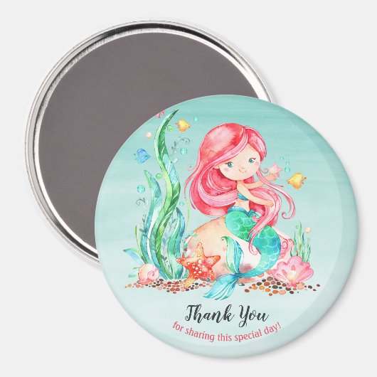 Niedliche Aquarellmaid unter der Meerwasserdusche Magnet (Vorderseite/Rückseite)