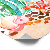 Niedliche Aquarellmaid unter der Meerwasserdusche Poster (Ecke)