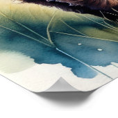 Niedliche Aquarellmalerei einer Hochlandkuh 5:4 Poster (Ecke)