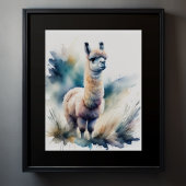 Niedliche Aquarellmalerei eines Lama 5:4 Poster