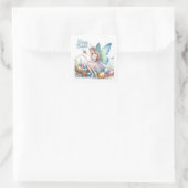 Niedliche Aquarellmärchen Quadratischer Aufkleber (Tasche)