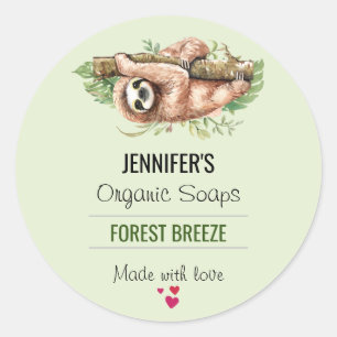 Niedliche Aquarellmatte & tropische Blätter Seife Runder Aufkleber