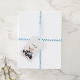 Niedliche Aquarellmäuse in Blue Car Babydusche Geschenkanhänger