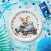 Niedliche Aquarellmäuse in Blue Car Babydusche Pappteller (Party)