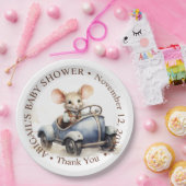 Niedliche Aquarellmäuse in Blue Car Babydusche Pappteller (Party)