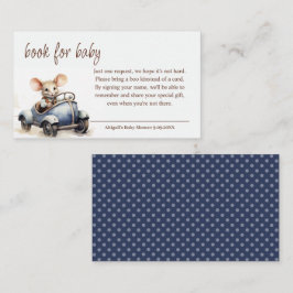 Niedliche Aquarellmäuse in Blue Car Book for Baby Begleitkarte