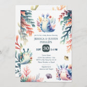 Niedliche Aquarellmeerkoffer Kinderdusche Einladung (Vorne/Hinten)