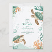 Niedliche Aquarellmeerschildkrötendusche Einladung (Vorderseite)